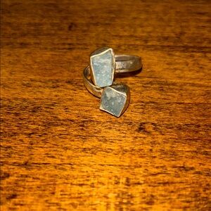 Silver and Blue Stone Women's Adjustable Ring